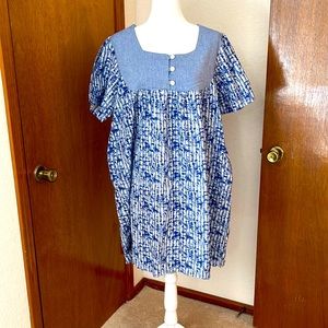 Cozee Corner Women’s Short Sleeve Long Blue House Dress